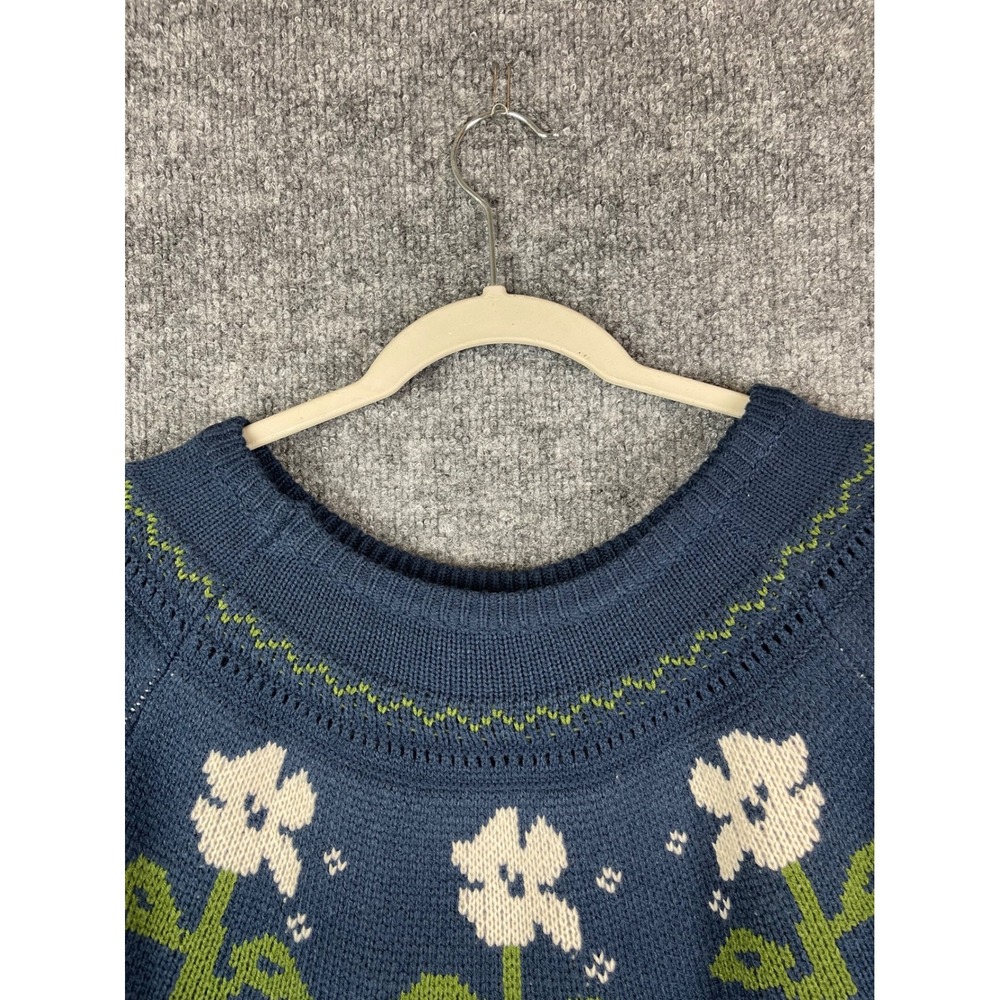BloomChic Sweater Womens 18-20 Blue NWT Floral Cable Knit Cottagecore Pullover - Picture 7 of 10